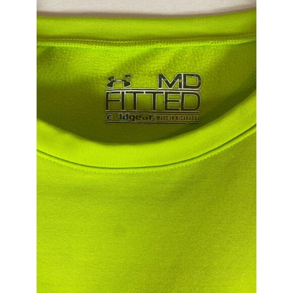 Under Armour Women's Size S Md Fitted Coldgear Lime Green Long Sleeve Pullover - Picture 5 of 5